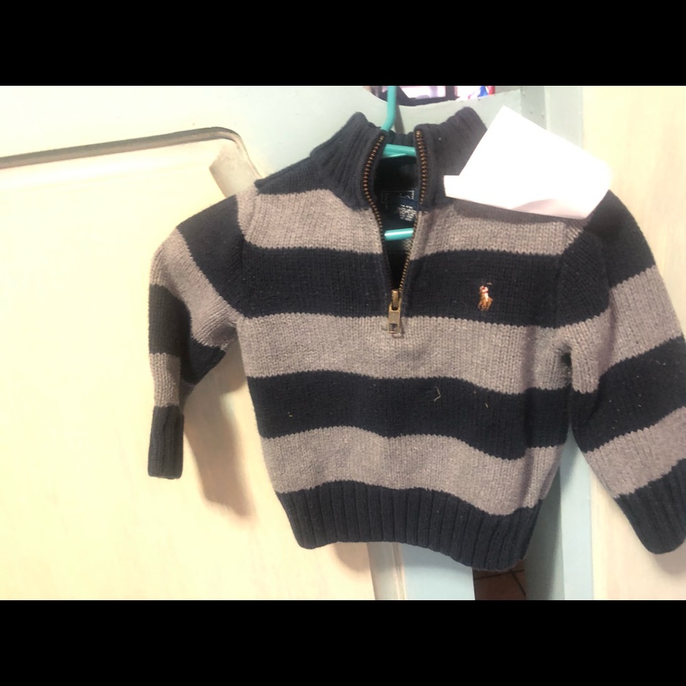 Ralph Lauren Polo Gry/Navy Stripes sz12mos Boys